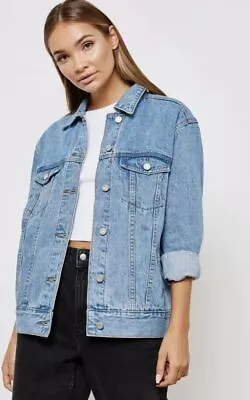 Buy MISSGUIDED Denim Jacket Oversized Women`s Size 6 8 10 12 14 16 18 - NEW • 14.99£