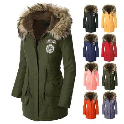 Buy Women's Warm Long Coat Outwear Slim Winter Parka Fur Collar Hooded Jacket • 32.77£