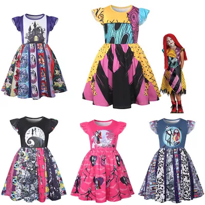 Buy Kids Girls Nightmare Before Christmas Sally Costume Halloween Party Fancy Dress • 8.49£