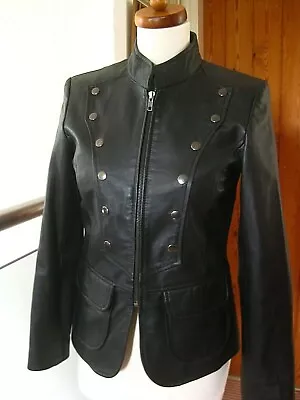 Buy HELIUM Leather Jacket 10 Military Steampunk Army Black Coat Punk Soft 8 Ladies • 74.99£
