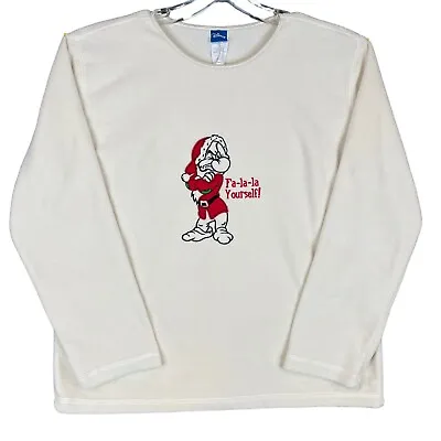 Buy Vtg Disney Grumpy Christmas Fleece Pullover Sweater Women’s L White Embroidered • 28.38£