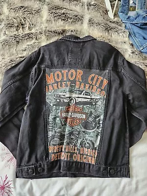 Buy Reworked Denim Jacket | Vintage Harley Davidson Print | Medium • 29.99£