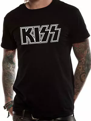 Buy Officially Licensed Kiss White Logo Mens Black T Shirt Kiss Classic Tee • 14.50£