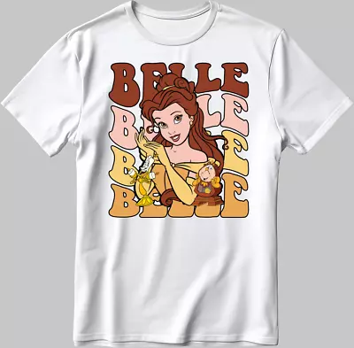 Buy Belle Princess Disney Short Sleeve White-Black Men's / Women's T Shirt C535 • 10£