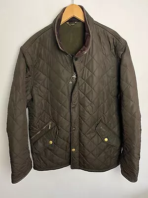 Buy Barbour Powell Polarquilt Mens L/XL Green Coat Jacket Quilted Chelsea Leather #2 • 52£