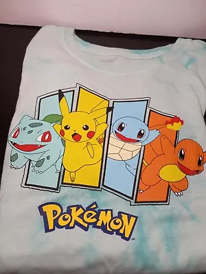 Buy POKEMON T Shirt Junior Women's XL Pikachu Squirtle Charmander Bulbasaur Tie-Dye • 9.42£