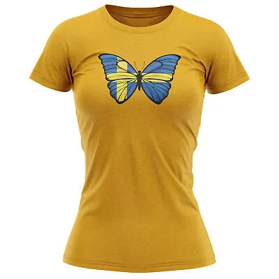 Buy Sweden Flag Butterfly Womens T Shirt Football Her Swedish Supporters Tee Women • 15.99£