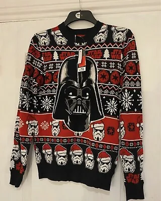 Buy DISNEY STAR WARS Darth Vader Men's S Christmas Knitted Novelty Jumper NEW GEORGE • 15.99£