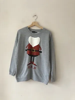 Buy New Look Xmas Santa Grey Jumper Sweatshirt - Sz 14 • 15£