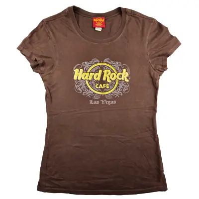 Buy Hard Rock Cafe Las Vegas T Shirt Size S Brown Womens Cotton Graphic Tee Vintage • 11.96£