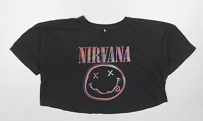 Buy Nirvana Womens Grey Cotton Cropped T-Shirt Size 6 Round Neck - Nirvana • 5.25£