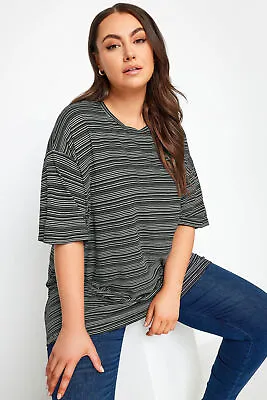 Buy YOURS Curve Striped Oversized Boxy T-Shirt • 22.99£