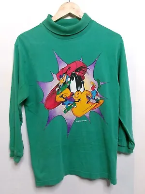 Buy Looney Tunes Daffy Duck Mens Size Medium Shirt Long Sleeve  Green • 21.69£