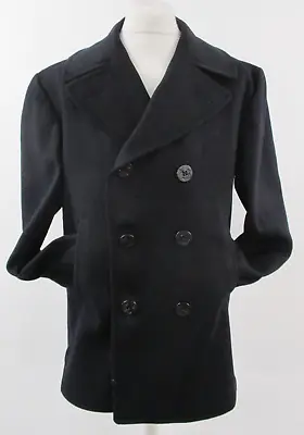 Buy Military Pea Coat, Peacoat, 100% Wool, Navy Blue, Large, Fits 40  Chest - R201 • 35£