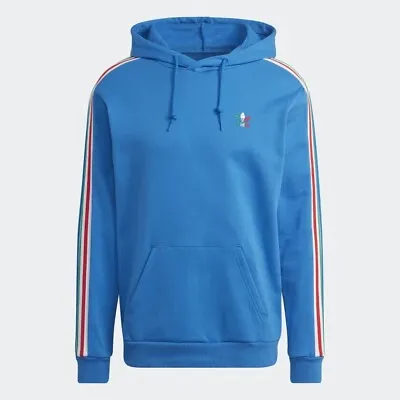 Buy Adidas Originals 3-Stripes Nations Hoodie ITALY Sizes XS-M Blue RRP £65 HK7399 • 29.99£