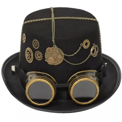 Buy Gothic Brimmed Hat Steampunk Goggles Hat Men Women Clothing Accessory Unisex Hat • 15.48£