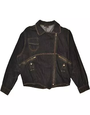 Buy VINTAGE Womens Denim Jacket UK 12 Medium Black Cotton BG93 • 29.95£