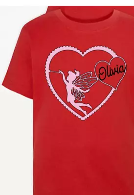 Buy Girls Fairy Heart Personalised Red T Shirt 3-12 Years • 7.99£