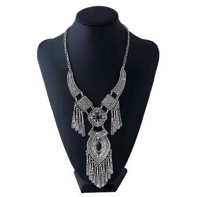 Buy Vintage Tassel Statement Necklaces Boho Ethnic Crystal  Charm  Necklaces Jewelry • 30.48£