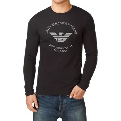 Buy Emporio Armani Black Men's T-Shirt Borgonuovo'11 Long Sleeve,Size M*L*XL Cotton • 32.99£