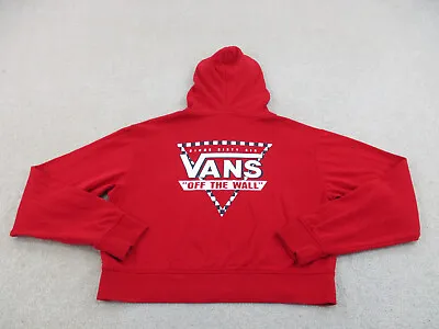Buy Vans Sweater Women Medium Red White Skater Hoodie Crop Sweatshirt Ladies A45 * • 23.63£