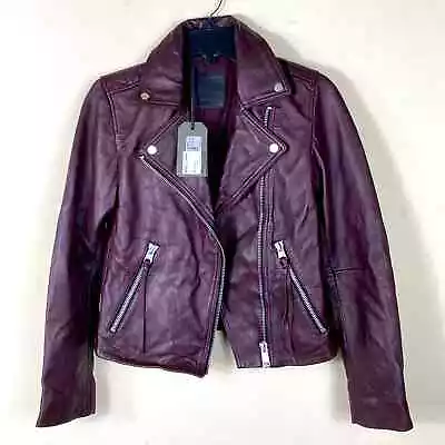 Buy ALLSAINTS Dalby Leather Biker Jacket In Deep Berry Red. She  Size 2. • 236.81£