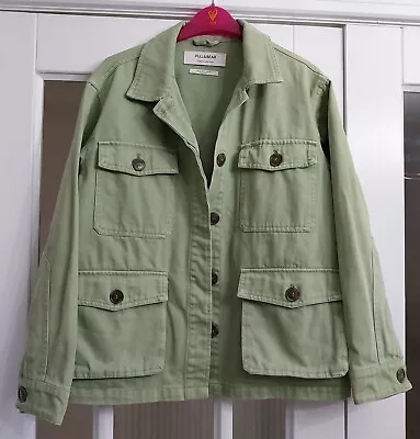 Buy Pull & Bear Ladies Green Heavy Cotton Hip Length Jacket Size 8 • 5£