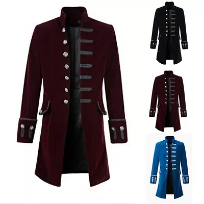 Buy Stand Collar Long Sleeve Tuxedo Outwear Jacket For Men Steampunk Costume • 19.52£