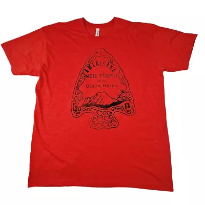Buy Neil Young Crazy Horse 2012 Americana T-Shirt Size XL Crew Neck Red Deadstock • 21.65£