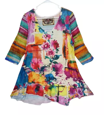 Buy Amma Design Art To Wear LA Women 1X Artsy Abstract Print Knit Boho Tunic Top USA • 23.62£