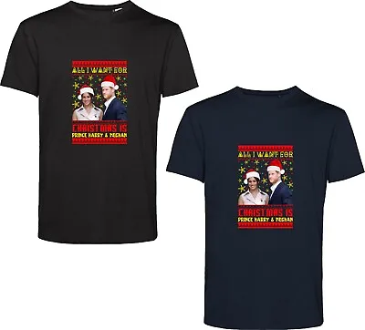 Buy All Want For Christmas Is Prince Harry And Meghan T Shirt Royal Family Xmas Top • 11.99£