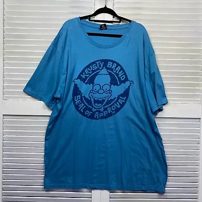Buy The Simpsons Tshirt Mens Blue 4XL Krusty The Crown Blue Short Sleeve Big & Tall • 12.61£