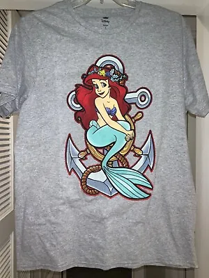 Buy Ariel The Little Mermaid Disney L TShirt Grey Distressed Anchor Ships Wheel • 4.72£