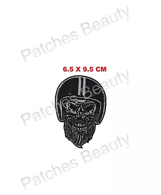 Buy Bearded Skull Biker Embroidered Iron Sew On Patch Jacket Jeans Leather N-1210 • 2.05£