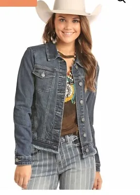Buy Rock & Roll Cowgirl Denim Blue Jean Jacket Womens S Lace Up Back • 26.60£