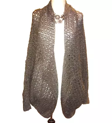 Buy Hand Knitted Grey & Silver Glitter Batwing Cardigan/Shrug Oversized One Size🌺🌸 • 60£