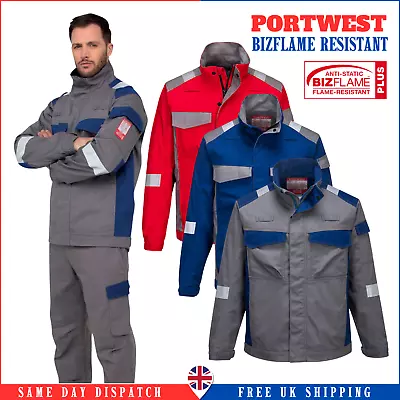 Buy Portwest BizFlame Industry Two Tone Welding Jacket Bizweld Flame Resistant FR08 • 68.99£