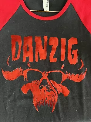 Buy DANZIG 2018 / 30th Anniversary Tour Women's Raglan Red Foil Print T-shirt Small • 30£