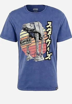 Buy Star Wars Empire Strikes Back Retro At - At Washed Blue T-shirt Japanese Small • 14.99£
