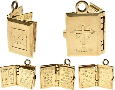 Buy Charm 9ct Gold Vintage Bracelet Jewellery Bible Opens Lords Prayer [B] • 180£