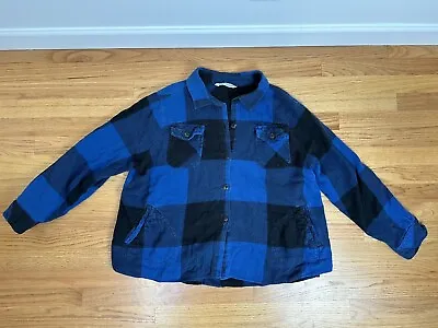 Buy Women’s Woolrich Buffalo Plaid Shirt Jacket Four Pocket Blue Black XXL • 16.49£