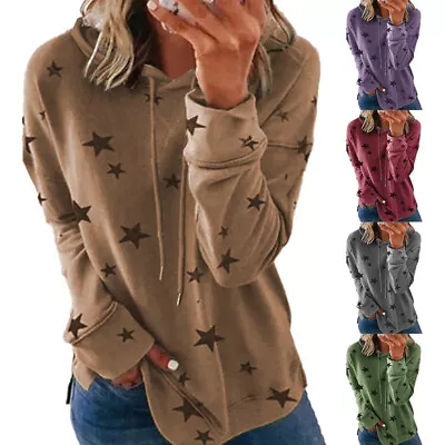 Buy Ladies Sweatshirt Stars Print Hoodies Women Casual Long Sleeve Gym Hooded Tops • 13.99£