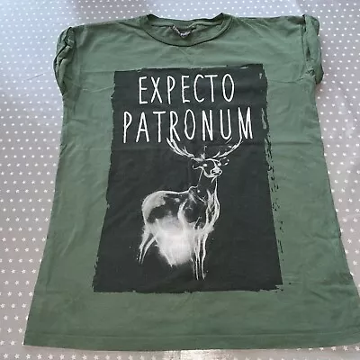 Buy Ladies Harry Potter Expecto Patronum Doe Patronus Army Green T Shirt Capped 8 • 2.50£