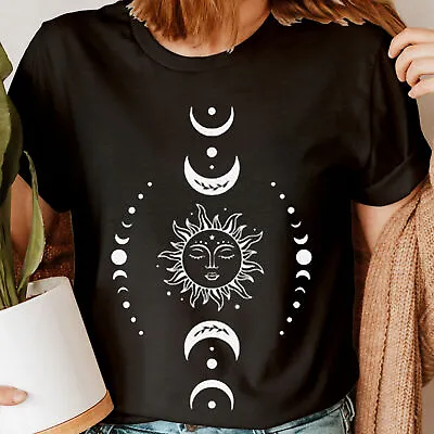 Buy Sun Moon Celestial Gifts For Her Mystical Vintage Womens T-Shirts Tee Top #NED • 9.99£