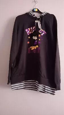 Buy Size 12 Womens Disney Mickey Mouse Black Hooded Top Purple Glitter New With Tags • 29.99£