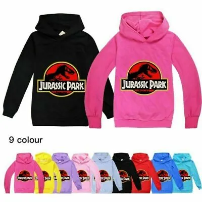 Buy Jurassic Park Print Hoodies Boys Girls Long Sleeve Hooded Tops Jumper Pullower • 12.29£