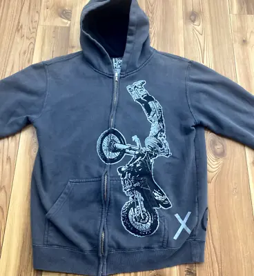 Buy Look Live Ride Gray Graphic Dirt Bike Motorcycle Zip Up Hoodie Youth Size L • 10.62£