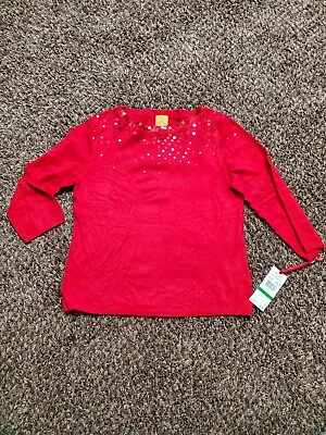 Buy Women's Ruby Rd. Red Sequin Sweater Holiday Large • 5.67£