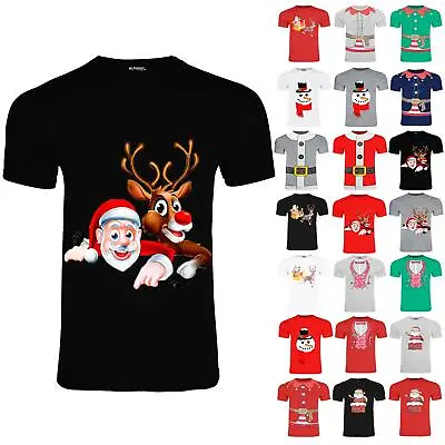 Buy Mens Christmas Santa Elf Costume Belted Pullover Xmas Crew Neck Stretchy T Shirt • 6.19£