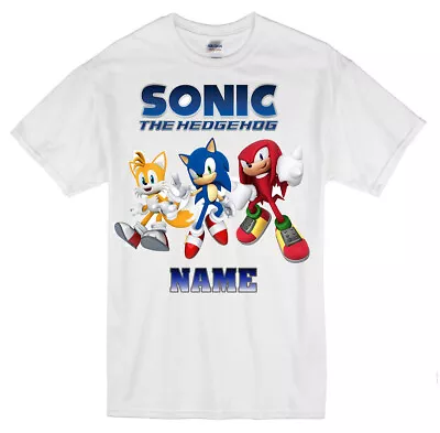Buy Sonic Theme Kids Personalised T-shirt Any Name Ages 1 - 12 Birthday T Shirt • 7.99£